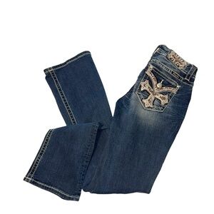 Miss Me embroidered bedazzled Cross Boot Cut 27 Western Jeans Rock